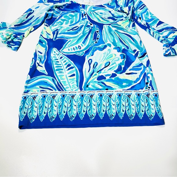 Lilly Pulitzer Sophie Ruffle Dress UPF 50+ Palm Passage Print Beckon Blue Size S - Picture 6 of 11